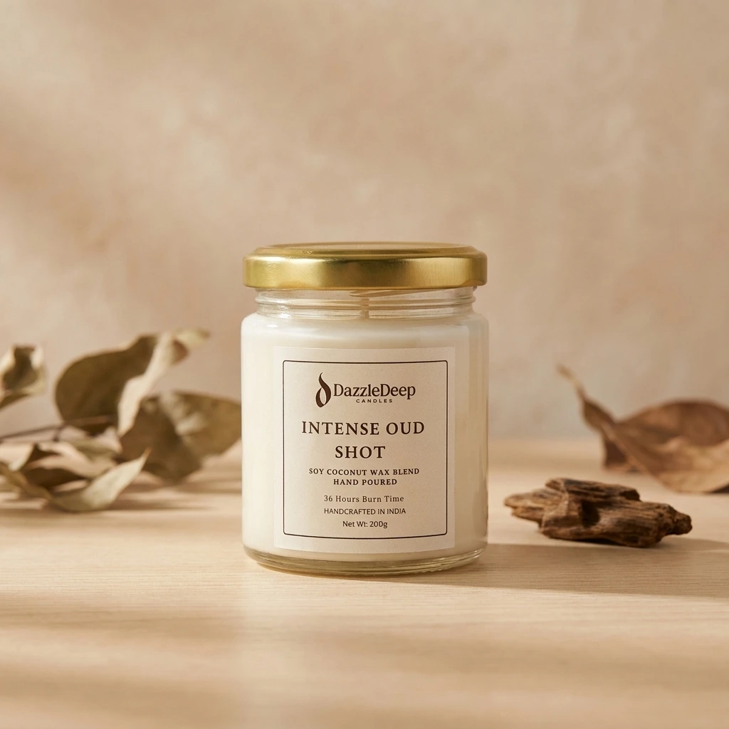 Intense Oud Shot Soy Coconut Wax Candle India | Luxury Long Lasting Candle – DazzleDeep - Image 2