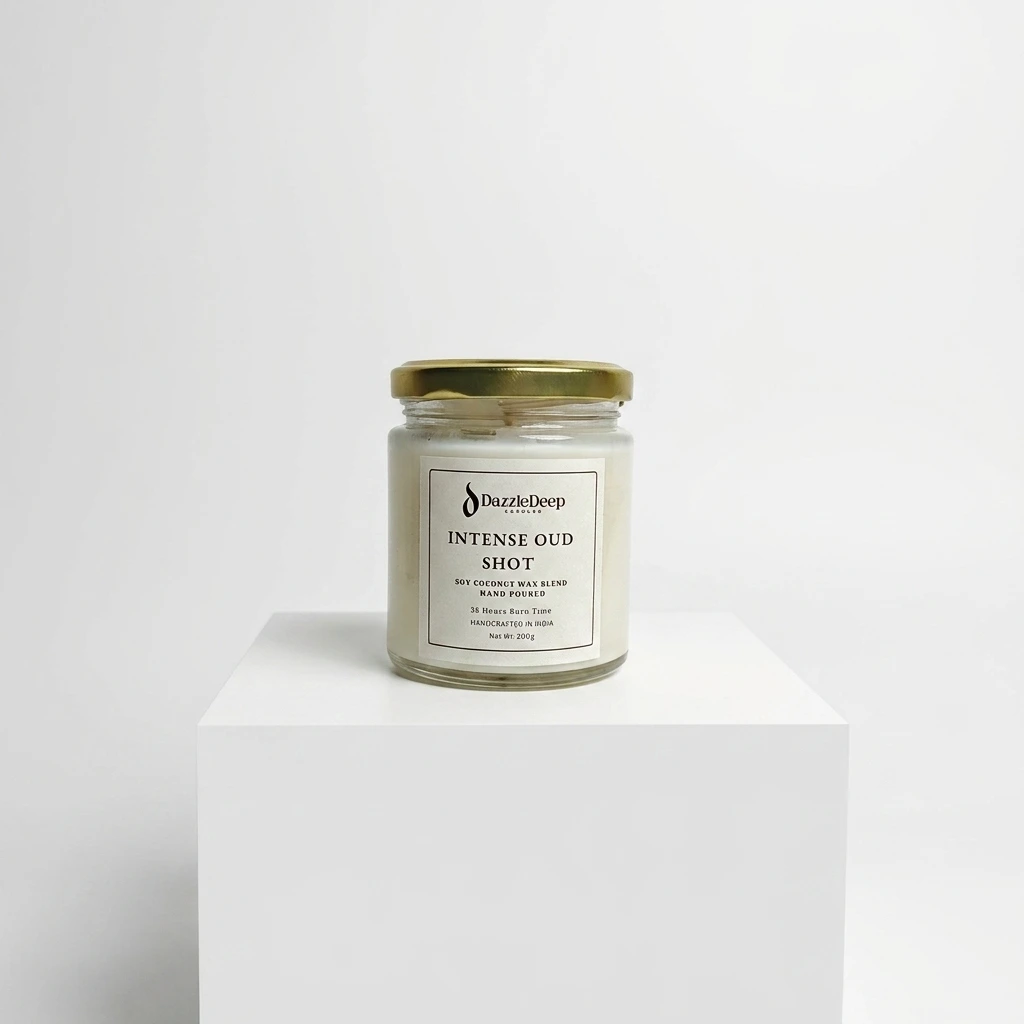 Intense Oud Shot Soy Coconut Wax Candle India | Luxury Long Lasting Candle – DazzleDeep - Image 4